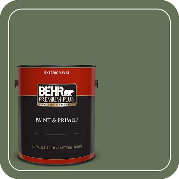 BEHR PREMIUM PLUS 1 gal. #PMD-46 French Tarragon Flat Exterior Paint & Primer