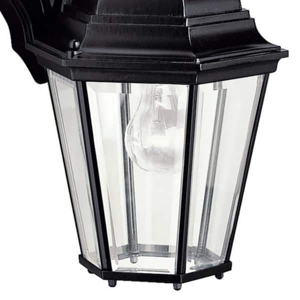 Madison 17 in. 1-Light Black Outdoor Hardwired Wall Lantern Sconce with No Bulbs Included (1-Pack)