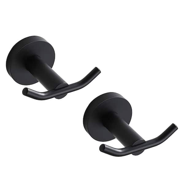 ATKING Bath 2-Pack Knob-Hook Double Robe/Towel Hook Double Robe Hook in Black