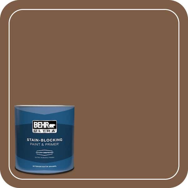 BEHR ULTRA 1 qt. #BXC-65 Outback Brown Extra Durable Satin Enamel Interior Paint & Primer