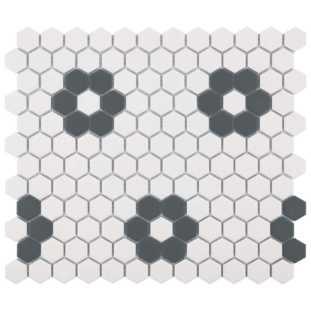 Gotham 1 in. Hex White with Black Flower 10-1/4 in. x 11-3/4 in. Porcelain Mosaic Tile (8.6 sq. ft./Case) price history on PriceWatchPro