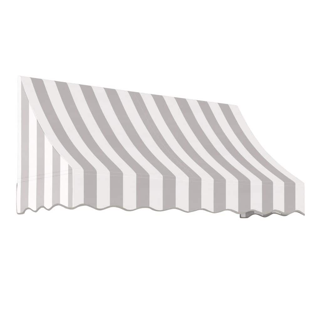 AWNTECH 7.38 ft. Nantucket Acrylic Fabric Fixed Awning (88.5 in. W x 44 in. H x 36 in. D) in Gray/White Stripe