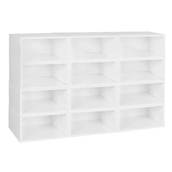 Regency 19.5 in. H x 52 in. W x 13 in. D White Wood 12-Cube Organizer
