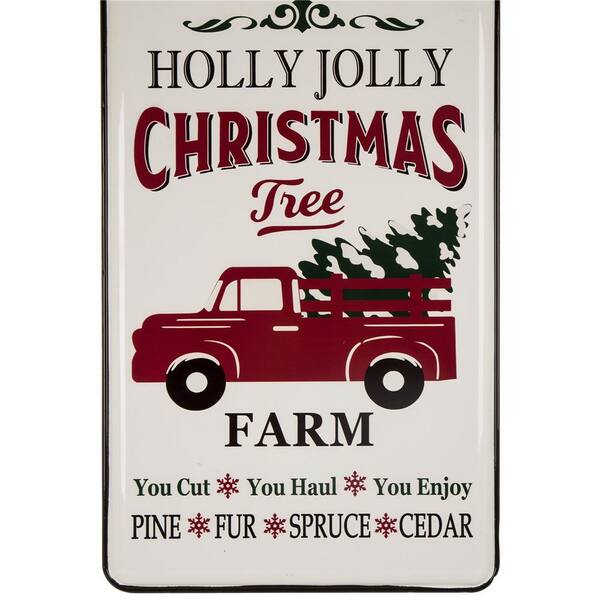 New Red Pickup Truck Christmas Home For The Holidays Wall Hanging Sign Decor 14” 