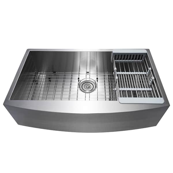 33 in. x 20 in. Farmhouse Apron-Front Single Bowl 18-Gauge Brushed Stainless Steel Kitchen Sink with Accessories
