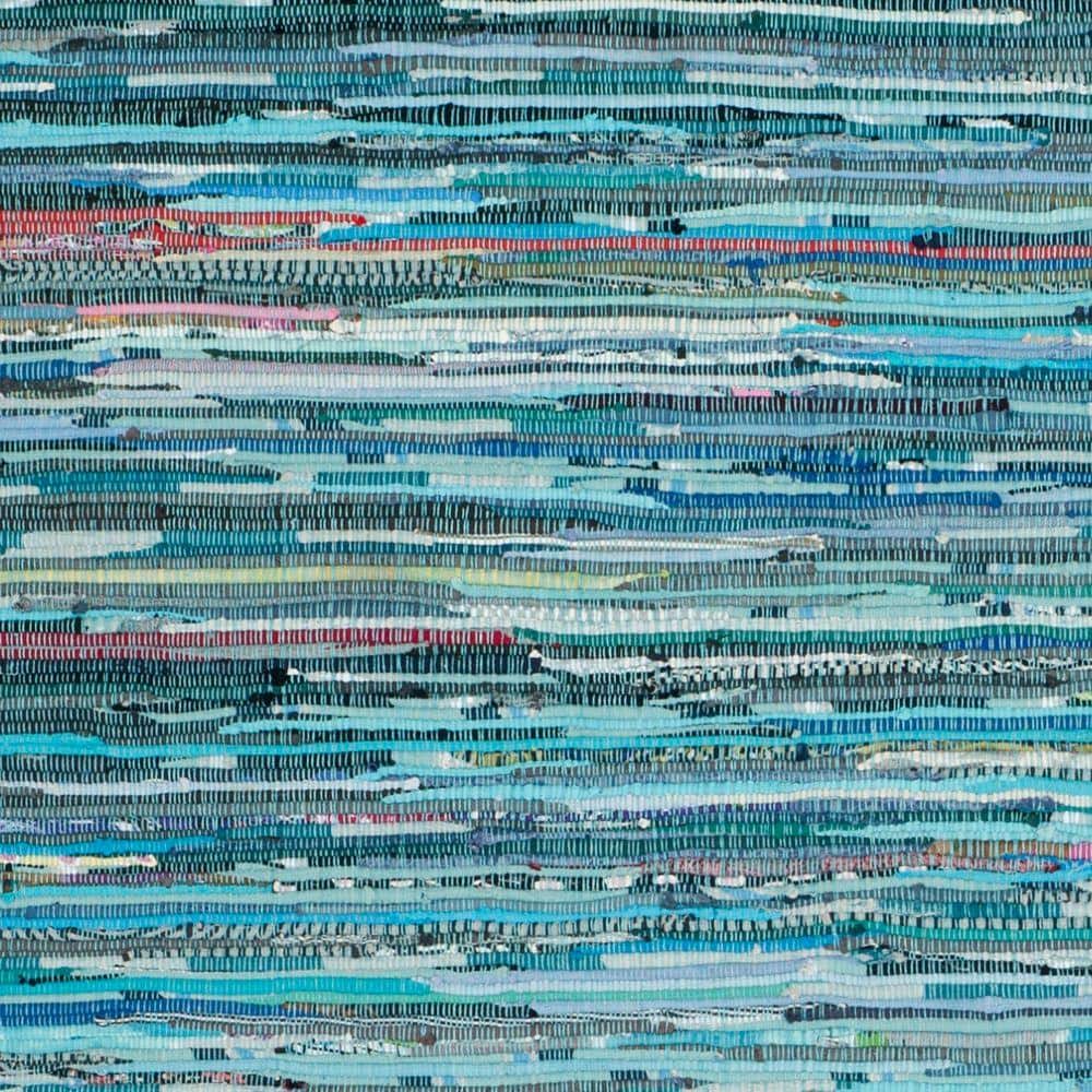 Blue Multicolor Handwoven Wool Cotton 4' x 6' Area Rug