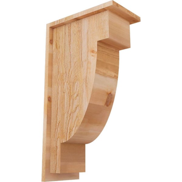Ekena Millwork 8 in. x 14 in. x 26 in. Western Red Cedar Del Alpine Rough Sawn Corbel with Backplate