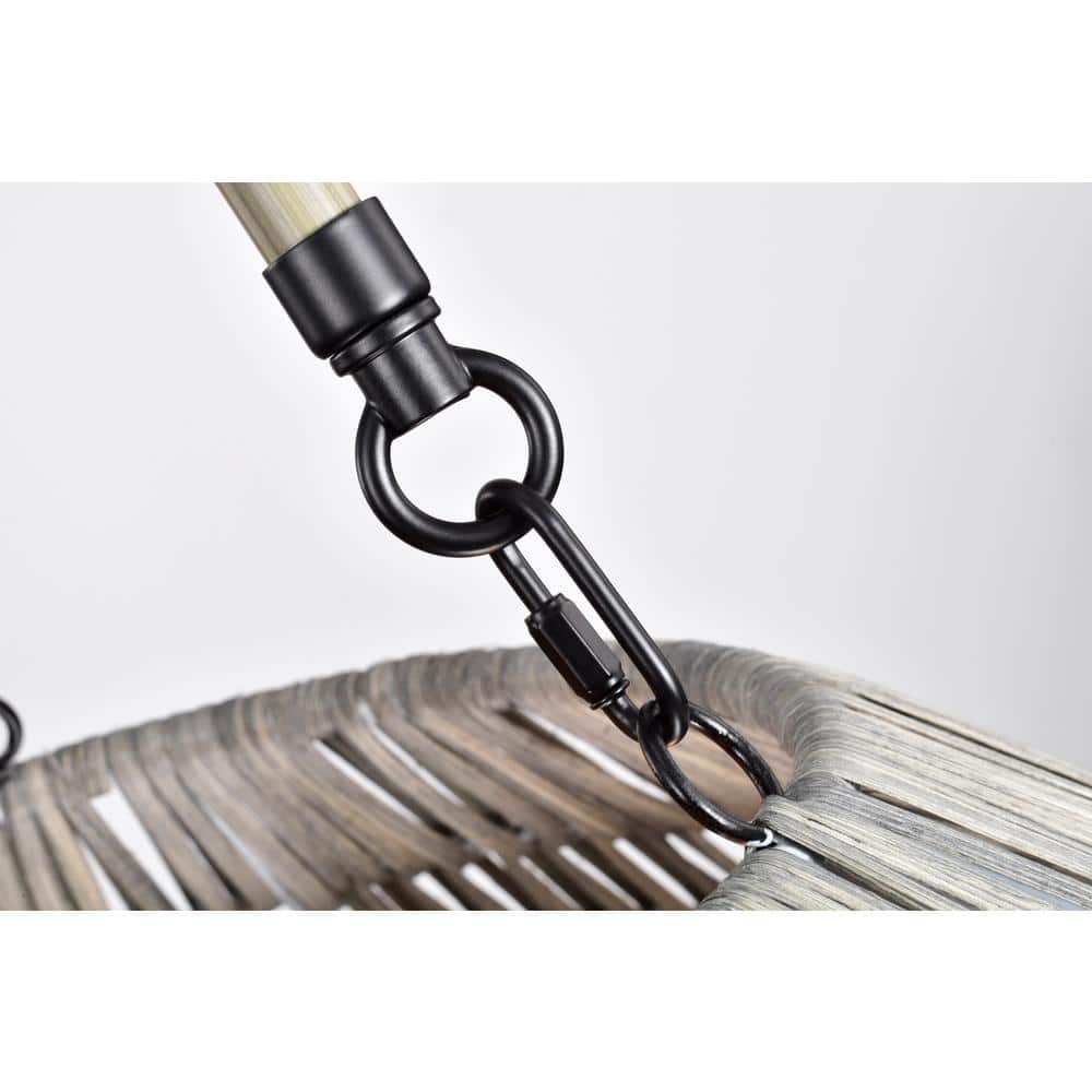 Black Antique Silver Bamboo Drum Chandelier 19 in. x 69 in.