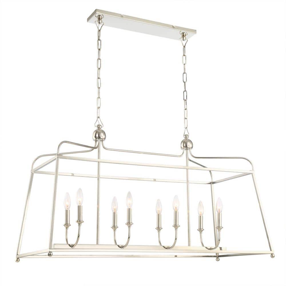 Sylvan Polished Nickel 8-Light Rectangular Chandelier