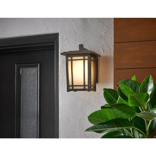 Port Oxford 10.6 in. 1-Light Oil Rubbed ChestnutHardwired Outdoor Wall Light Lantern Sconce with No Bulb Included