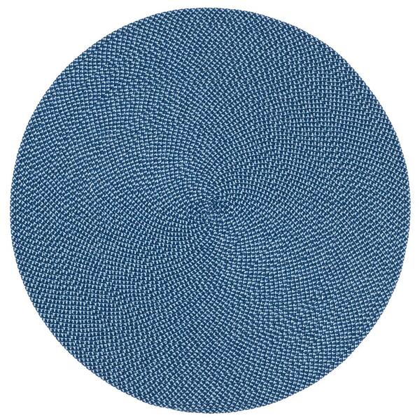 SAFAVIEH Braided Navy 3 ft. x 3 ft. Abstract Round Area Rug