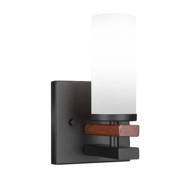 Unbranded Paris 1-Light Matte Black and Painted Wood-look Metal Wall Sconce