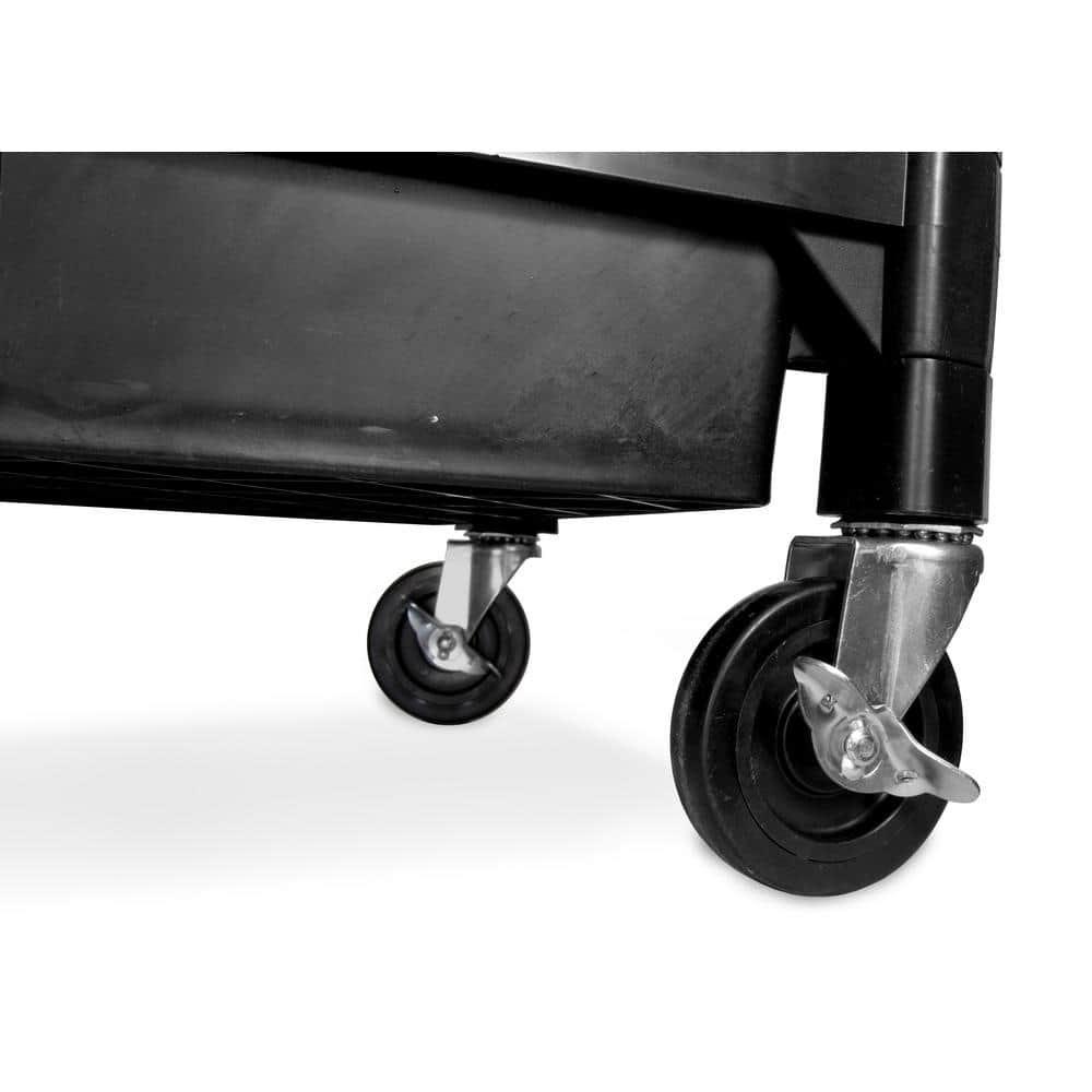 Black and Silver Polypropylene Triple Decker Utility Cart