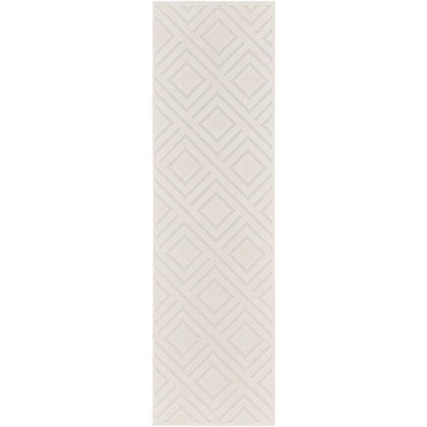 Nourison Casual Ivory 2 ft. x 6 ft. Checker Contemporary Runner Area Rug