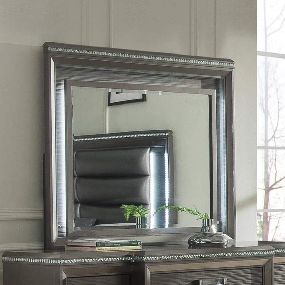 Sadie Contemporary Rectangular LED Mirror in Dark Champagne