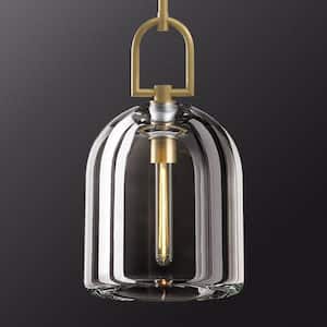 8 in. 1-Light Dimmable Bell K9 Crystal Pendant Light, Brass Kitchen Island Chandelier for Living Room, Bedroom, Foyer