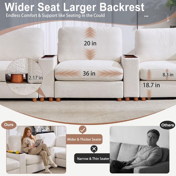 Seafuloy 121 in. Straight Arm 7-Piece Chenille Oversized Modular