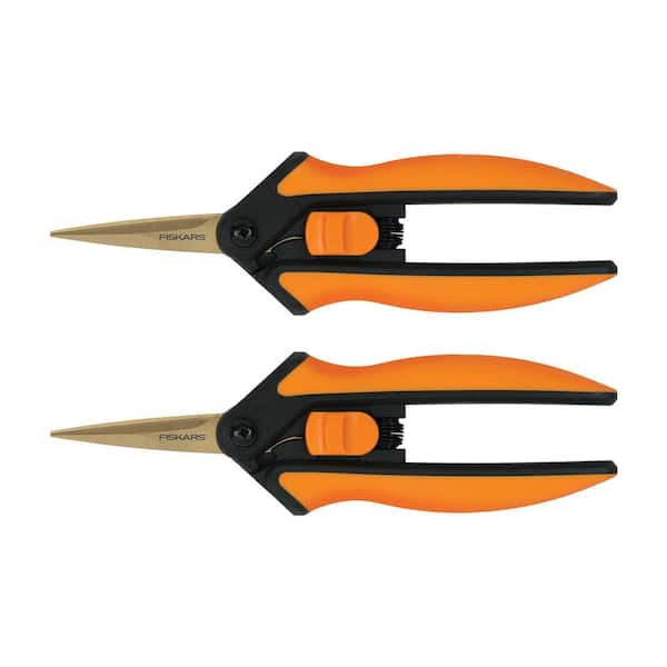 Fiskars 6 in. Titanium Micro-Tip Pruning Shears with Softgrip Handles (2-Pack)
