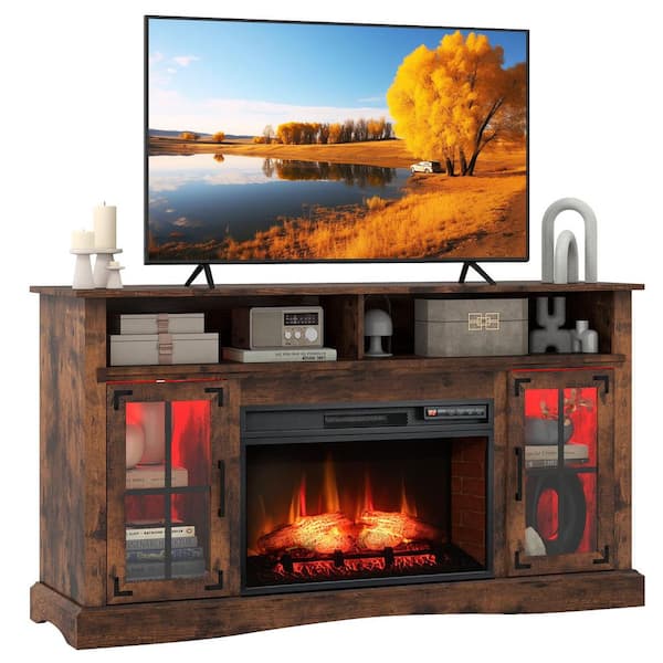 58 in. W Brown TV Stand Fits TV's up to 60 to 65 with 27 in. Fireplace