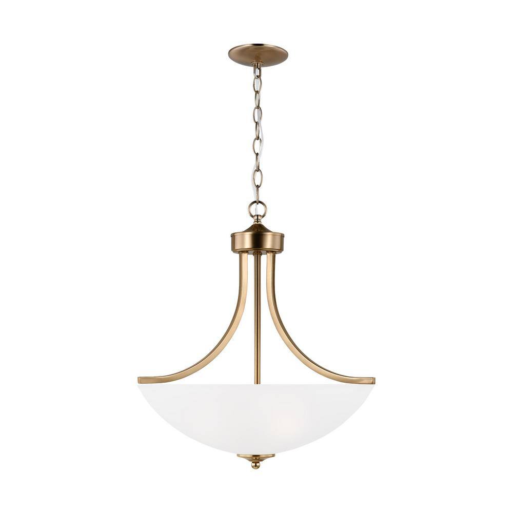 Generation Lighting Geary Medium 3Light Satin Brass Traditional Contemporary Shaded Pendant