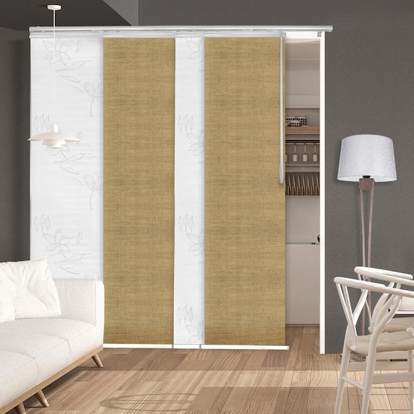 EMOH Desert Rose 48 in. - 88 in. W x 94 in. L Adjustable 4- Panel White Single Rail Panel Track with 23.5 in. Slates