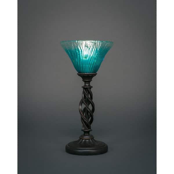 Unbranded Olympia 14.5 in. Dark Granite Lamp Accent Lamp with Glass Shade