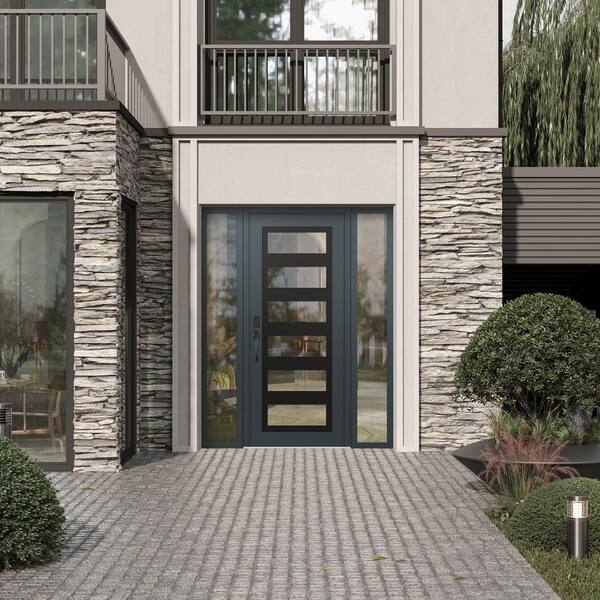 Tessari Doors C9 60 in. x 80 in. Black P Right-Hand/Inswing Clear