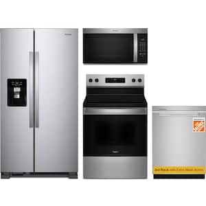 21.4 cu. ft. Counter Depth Refrigerator with 5 Burner Freestanding Electic Range and Dishwasher with 3rd Rack