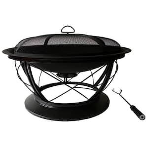 Palmetto 30 in. x 19 in. Round Steel Wood Fire Pit in Rubbed Bronze with Cooking Grid