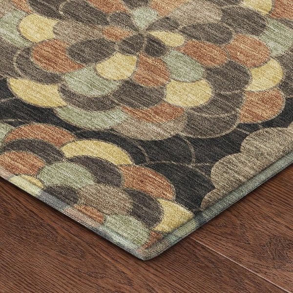 Mayfield Premium Machine Washable Abstract AMF2466 Brown 9 ft. x 12 ft. Area Rug