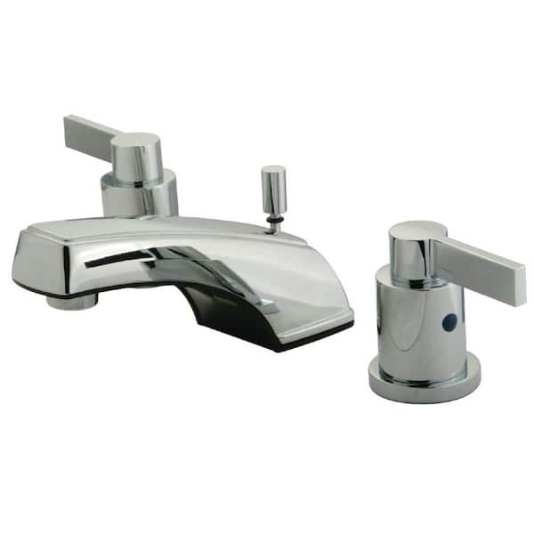 Kingston Brass NuvoFusion 8 in. Widespread 2-Handle Bathroom Faucets with Plastic Pop-Up in Polished Chrome