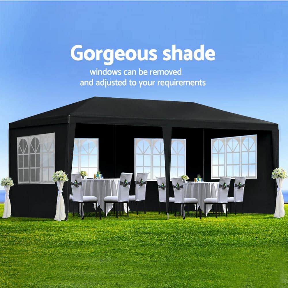 10x20 Black Waterproof Pop Up Canopy Tent with Sidewalls