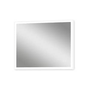 40 in. W x 32 in. H Medium Rectangular Frameless LED Lighted and Dimmable Wall Mount Bathroom Vanity Mirror in Silver