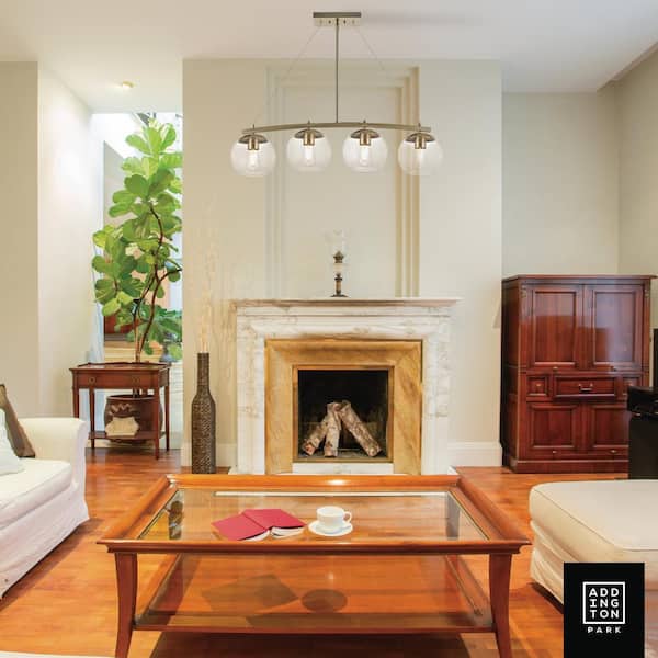4-Light Antique Brass Glass Globe Pendant