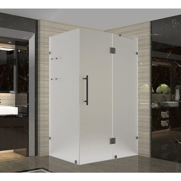 Aston Avalux GS 32 in. x 30 in. x 72 in. Frameless Shower Enclosure with Frosted Glass and Shelves in Oil Rubbed Bronze