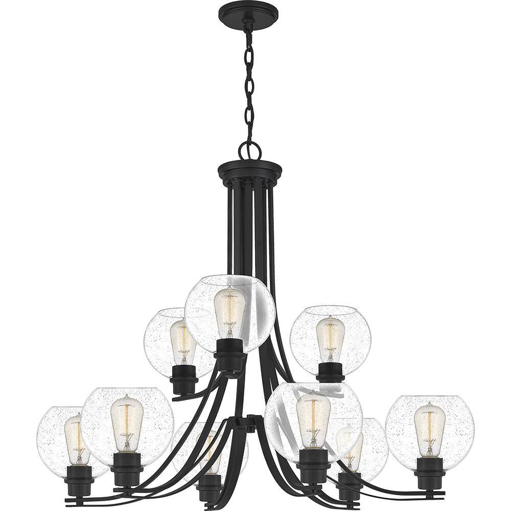 Pruitt 29" Transitional Matte Black 9-Light Chandelier