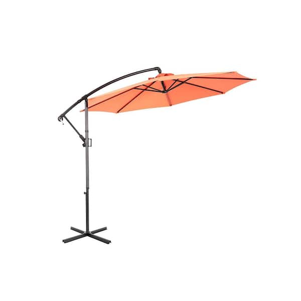 Sudzendf 10 ft. Steel Crank Patio Umbrella in Orange with Easy Tilt Adjustment, Polyester Shade, 8 Ribs (No Base)