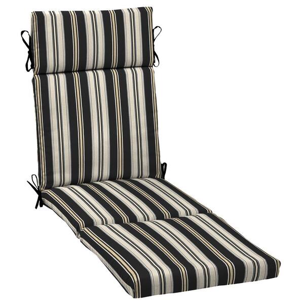 Hampton Bay Black Stripe Outdoor Chaise Lounge Cushion