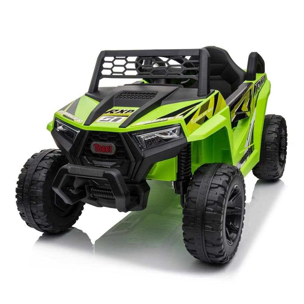 TOBBI 12-Volt Kids Ride On UTV Electric Car Truck with Music in Green ...