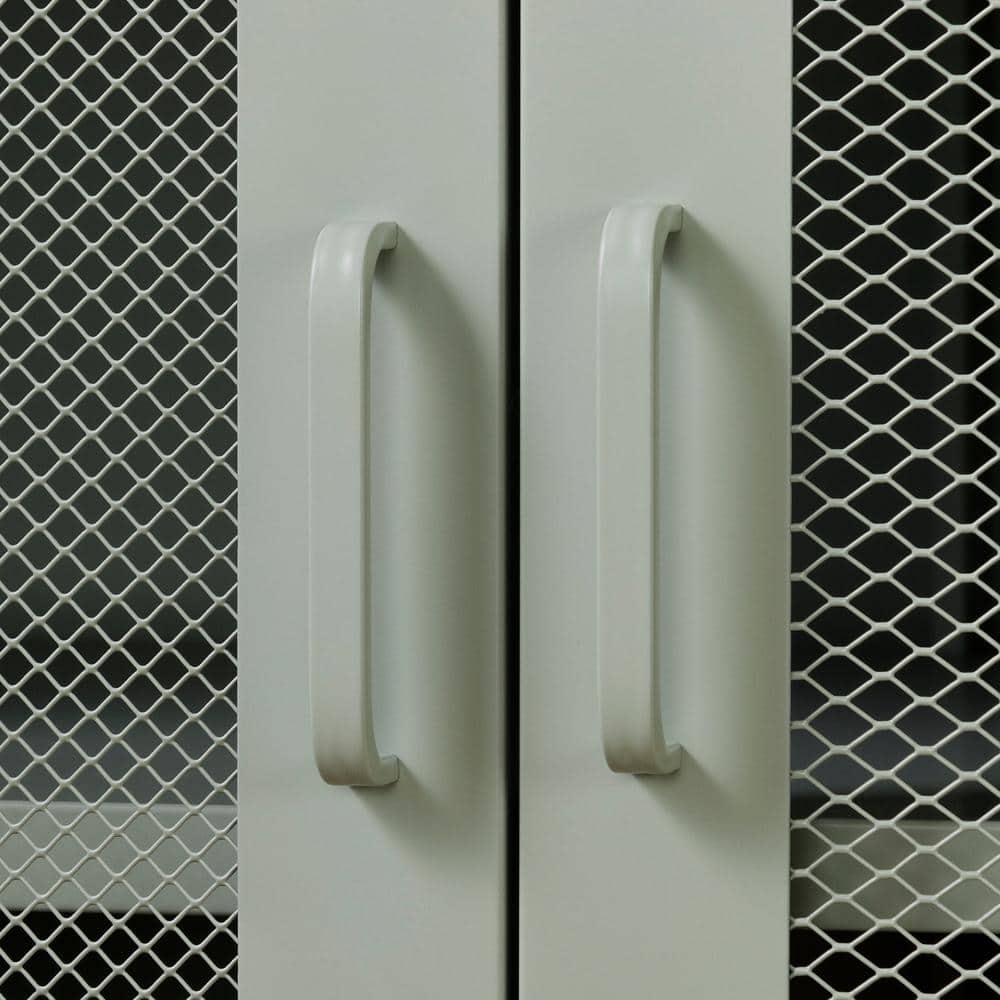 Sage Green Metal Mesh 2-Door Storage Cabinet with Adjustable Shelves