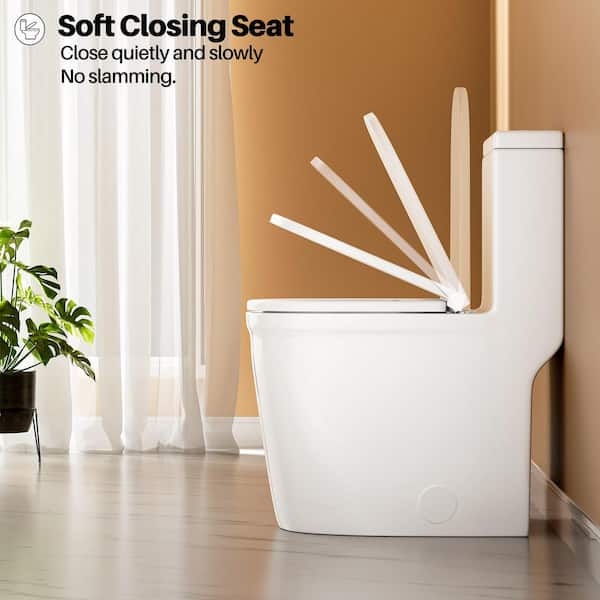 Yingze 12 in. 1-Piece 1.1/1.6 GPF Dual Flush Modern Round Toilet