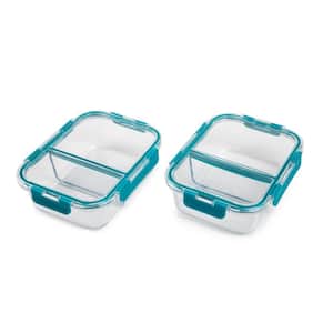 TruDivide 46 oz. Glass Food Storage Container with Lid (2-Pack)