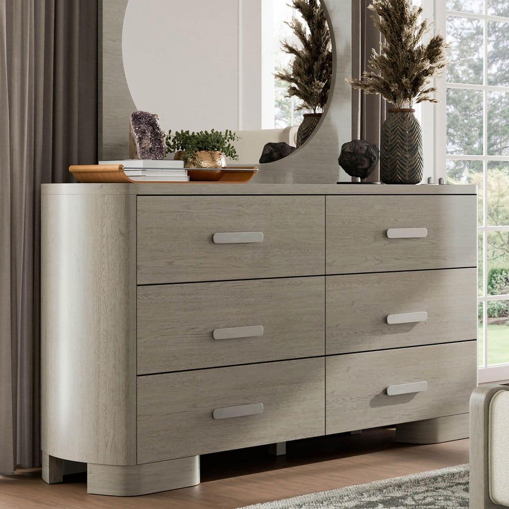 Furniture of America Susan White Oak 6-Drawer 70 in. Dresser with Oval Nickel Handles and Rounded Feet IDF-79010AK-D - The Home Depot Furniture of America Susan White Oak 6-Drawer 70 in. Dresser with Oval Nickel Handles and Rounded Feet IDF-79010AK-D - The Home Depot
