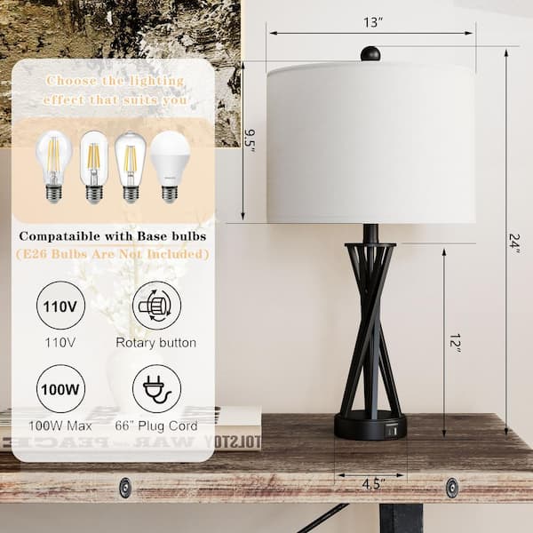 Maxax Cincinati 24 Black Modern Metal Bedroom Living Room