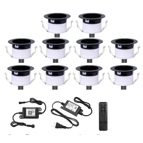 20-Pack RGBW LED Recessed Deck Lights, 1.22 in. Dia, WiFi Control, IP67 Waterproof, Low Voltage DC12V, for Stairs