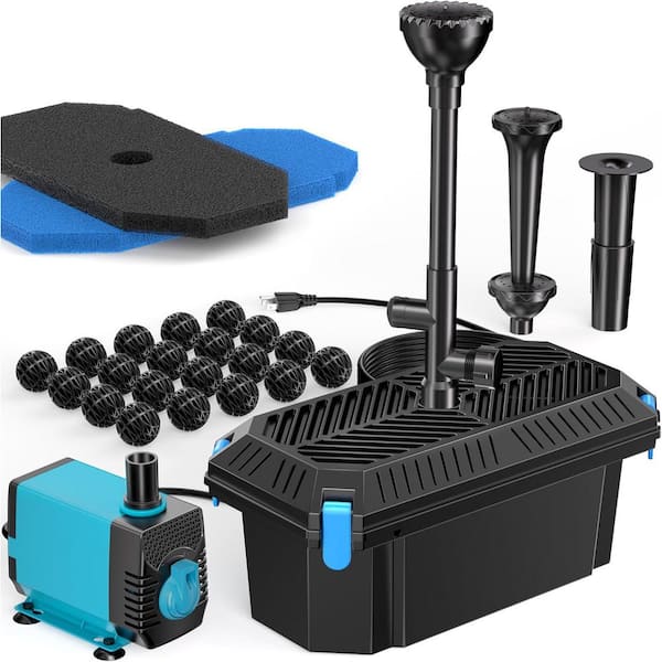 660GPH Pond Filter Pump Kit with Built-In Filtration System for Outdoor Ponds and Aquariums, Corded Electric