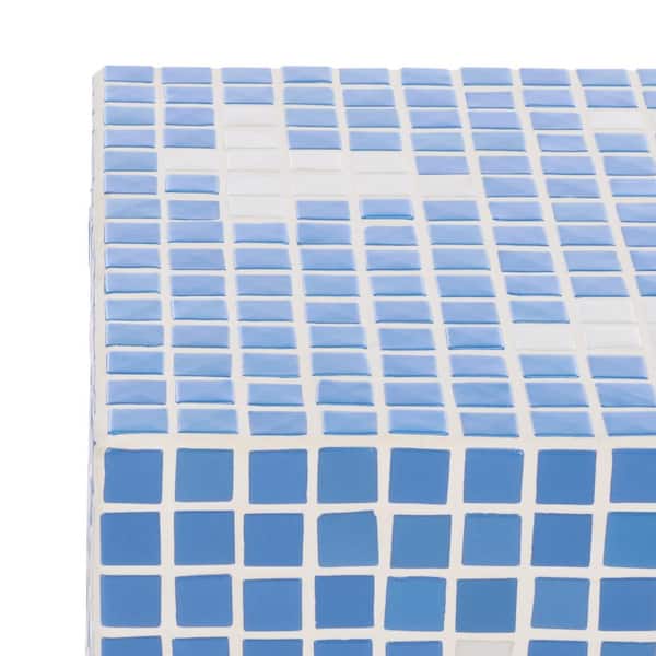 SAFAVIEH Hikari 16 in. Light Blue/White Square Tiles End Table