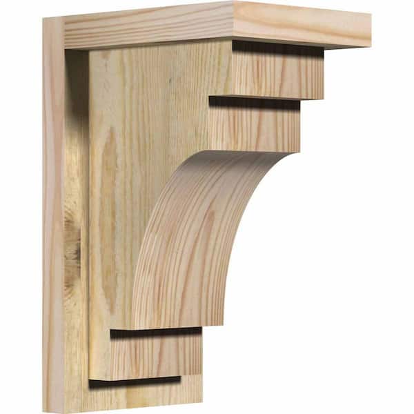 Ekena Millwork 6 in. x 8 in. x 12 in. Douglas Fir Mediterranean Rough Sawn Corbel with Backplate