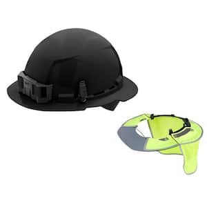 BOLT Black Type 1 Class E Full Brim Non Vented Hard Hat with 4-Point Ratcheting Suspension with BOLT Visor and Sunshade