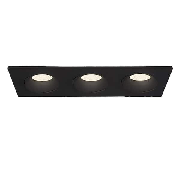 Eurofase Midway 3.5 in. Rect. 2700K-5000K Selectable CCT Remodel Triple Regressed Gimbal Integrated LED Recessed Light Kit Black